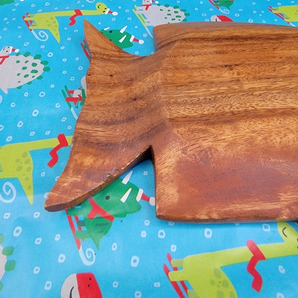 Vintage Monkeypod Wood Serving Dish Fish Tray - Picture 5 of 7